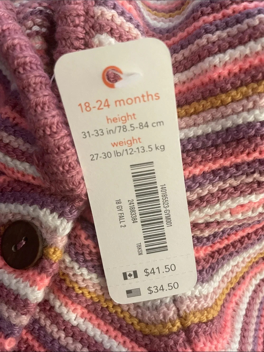 Gymboree Striped Knit Hooded Sweater 18-24 months NWT